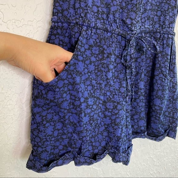 American Eagle Navy Black Ditsy floral Romper shorts S - Picture 5 of 11